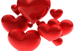 3D render - sweet beautiful hearts on white background